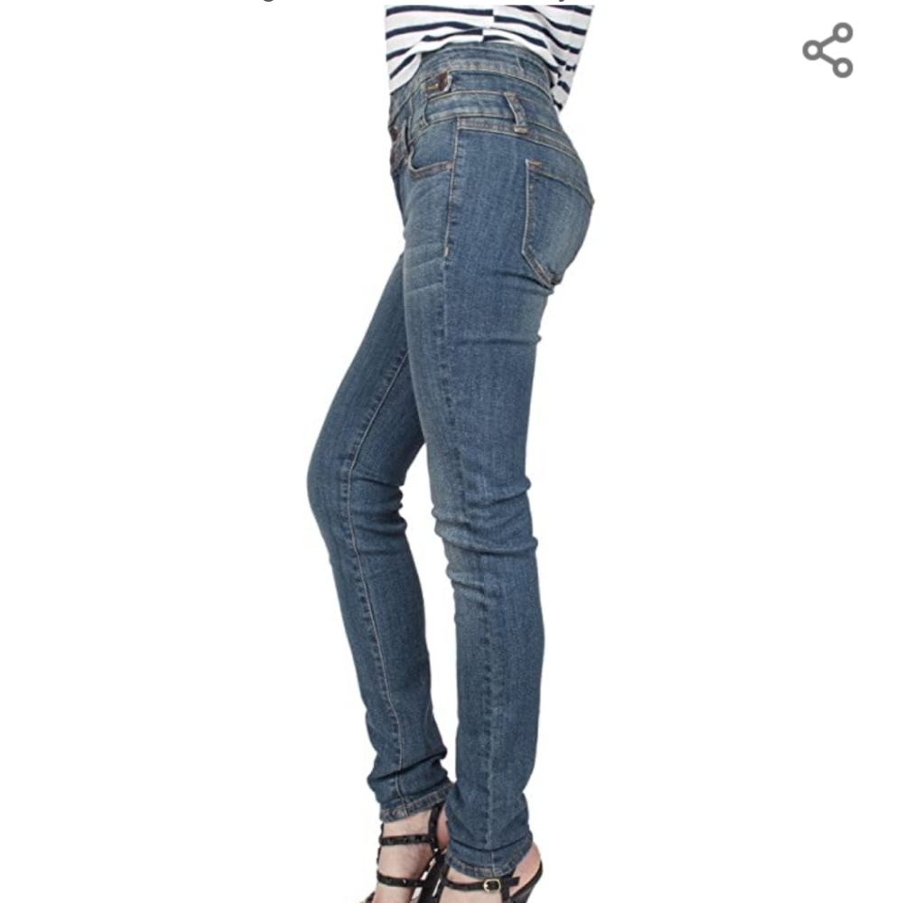 Eunina high-waisted stretch skinny jeans. Triple Button Closure Size Juniors 1